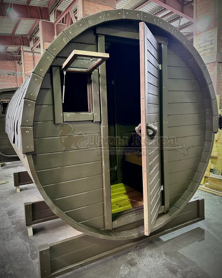 Баня-бочка круглая из кедра 4 метра